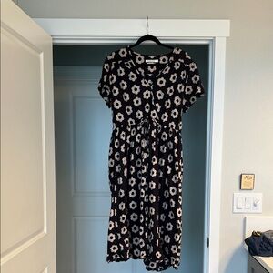 Christy Dawn Black and Cream Floral Midi The Dawn Dress